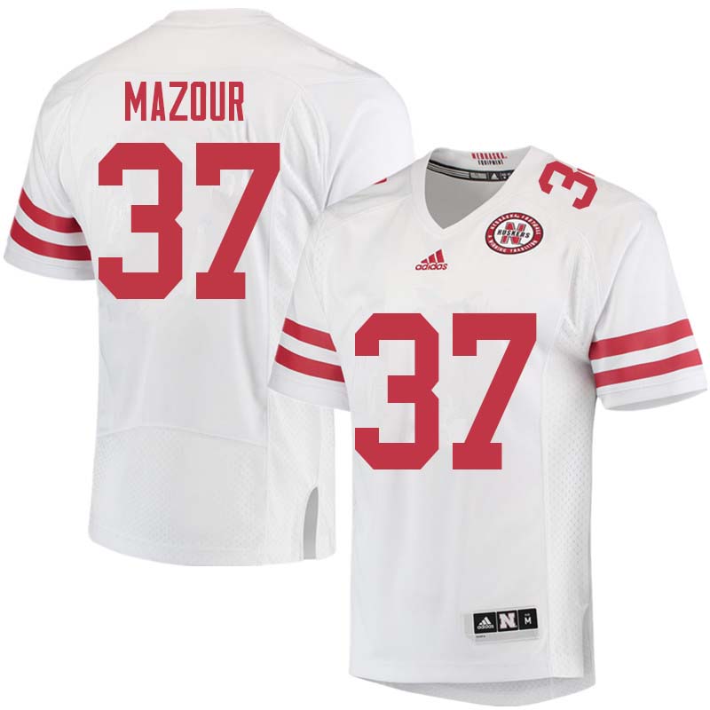 Men #37 Wyatt Mazour Nebraska Cornhuskers College Football Jerseys Sale-White